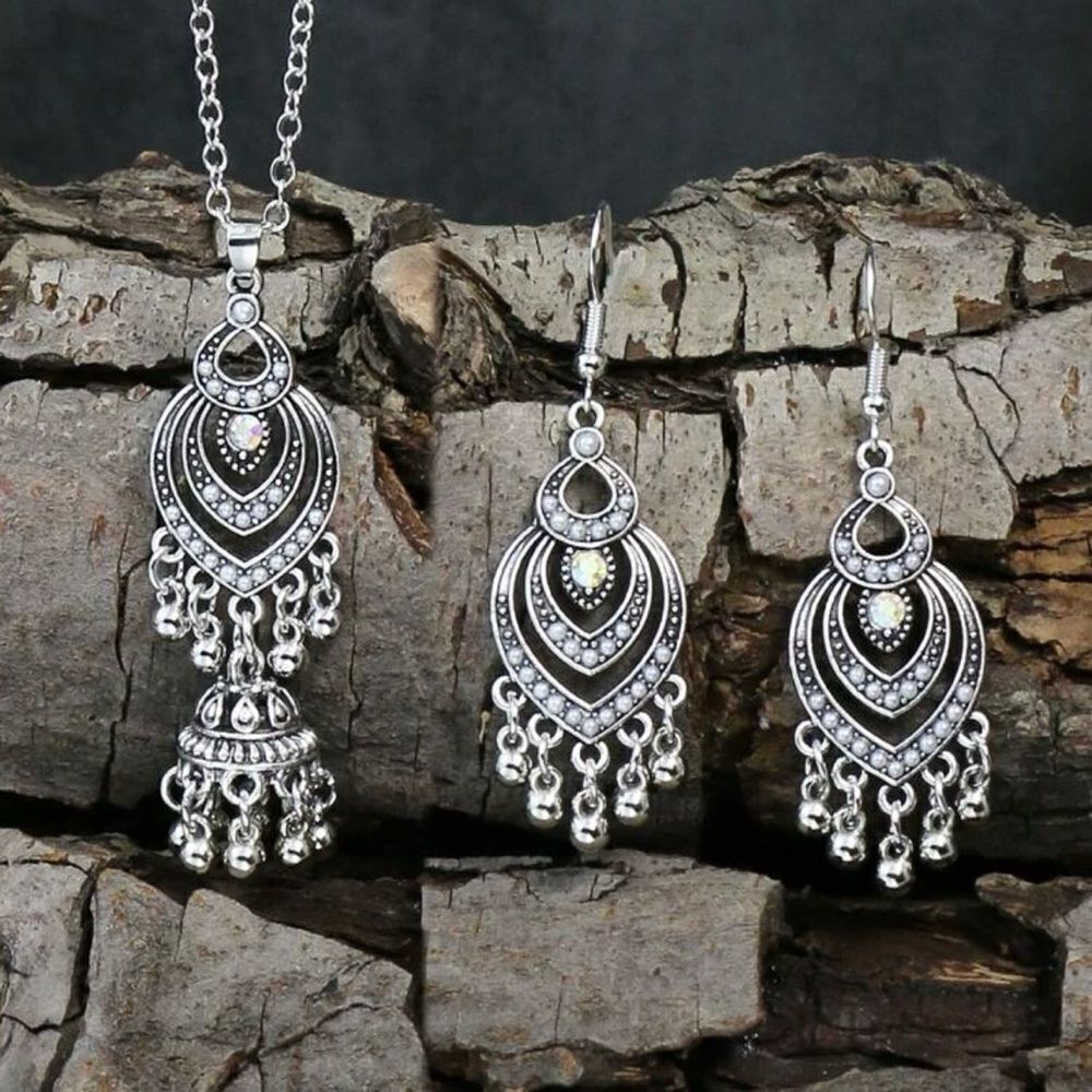 ‎3pcs/set Rhinestone Decor
Jhumka Jewelry Set